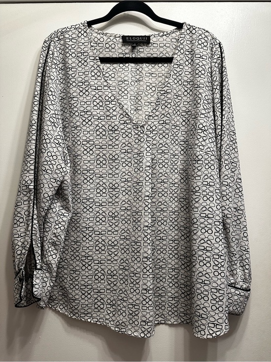 Eloquii Tops - Eloquii White Blouse with Eyeglasses Print